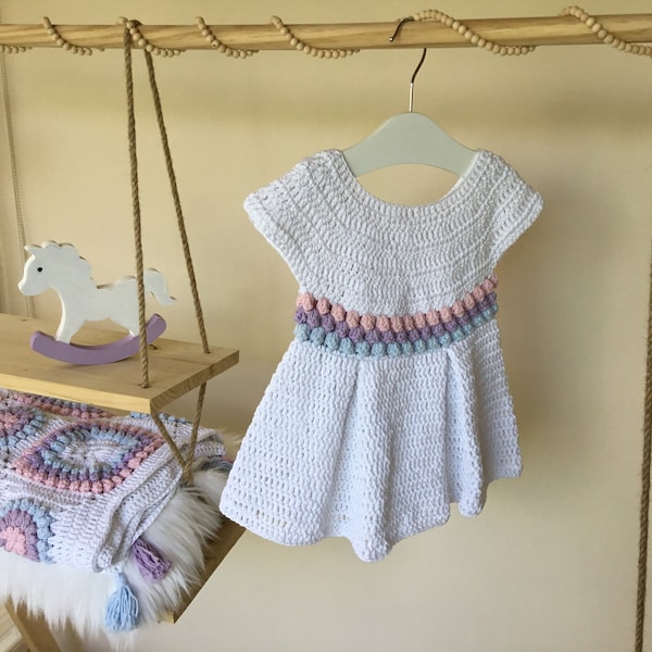Crochet PATTERN Spring Blossom Baby Dress Pattern N 441 Size 0-3 months 3-6 months 6-12 months 1-2 years 3-4 years 5-6 years