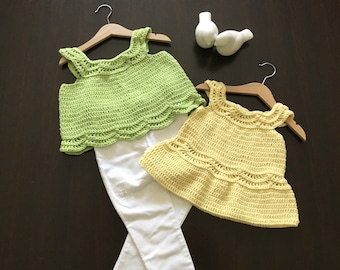 Crochet PATTERN Pretty Waves Summer Top & Dress Pattern N 610 Size 0-6 months 6-12 months 1-2 years 3-4 years 5-6 years 7-8 years 9-10 years