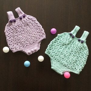 PDF Crochet PATTERN Ariel Baby Lace Romper N 657 for six sizes 0-4 years