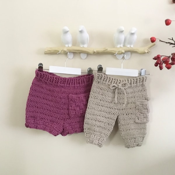 Crochet PATTERN Harmony Basketweave Baby Toddler Pants Trousers Leggings Joggers Shorts for Boys and Girls Pattern N 631 Size 0-3 m to 3-4 y