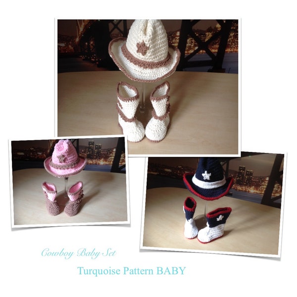 Crochet PATTERN Baby Boots Bootie & Hat Set N 283 Size 0-6 and 6-12 months
