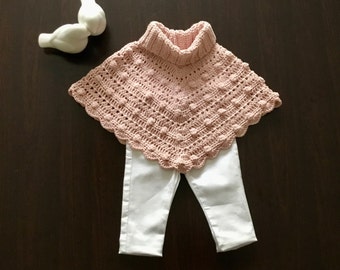 Crochet PATTERN Daphne Turtleneck Poncho Pattern N491 Size 6-12 months 1-2 years 3-4 years 5-6 years 7-8 years 9-12 years Baby Toddler Child