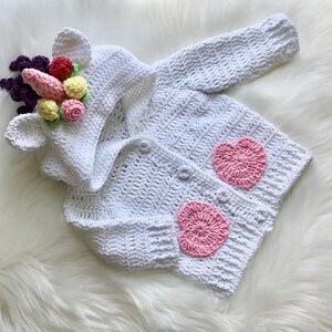 Crochet PATTERN Hooded Panda & Unicorn Cardigan Set N 407 Size 0-3 ...