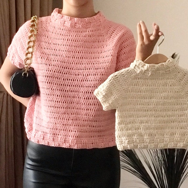 Crochet PATTERN Harmony Basketweave Top Pattern N 632 available in 14 sizes Baby Toddler Kids Adult Plus size Modern Crochet Tee Top Sweater