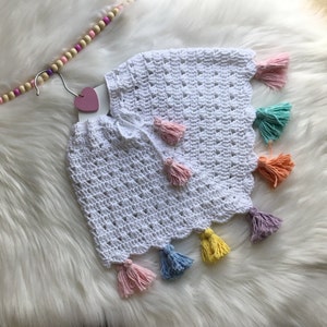MOTIF de poncho pour bébé au crochet N 414 Taille 0-6 mois, 1-2 ans, 3-4 ans, 5-7 ans, 8-12 ans, ados, petit, moyen, grand, très grand