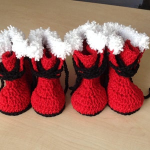 Crochet PATTERN Santa Baby Hat & Boot Set N 334 Size Baby 0-6 and 6-12 months image 5