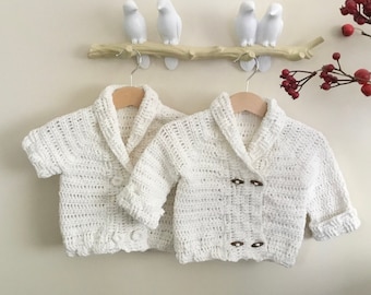 Crochet PATTERN Harmony Basketweave Shawl Collar Cardigan Pattern N 636 Size Baby Toddler Kids 0-6 6-12 months 1-2 3-4 5-6 7-8 9-10 11-12 y