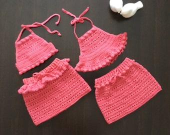 Crochet PATTERN Mia Halter Top & Skirt Set Pattern N 648 comes for 8 size Baby Toddler Girls 0-3 3-6 6-12 months 1-2 3-4 5-6 7-8 9-10 years