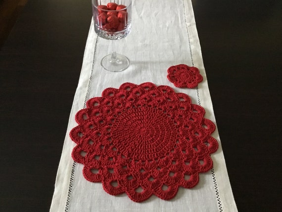 PDF Crochet PATTERN Camellia Round Placemat & Coaster Set N 148 Table Decor