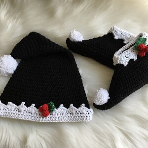 Crochet PATTERN Elf Bootie & Hat Set N 336 Size 0 6 months / 6 12 months / 1 2 years / 3 4 years / 5 6 years / 7 8 years image 2