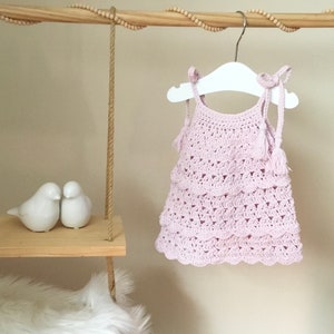 Crochet PATTERN Mira Tie Strap Dress Pattern N 469 Size Baby Toddler Children 0-3 3-6 6-12 months 1-2  3-4  5-6 7-8 9-10 years