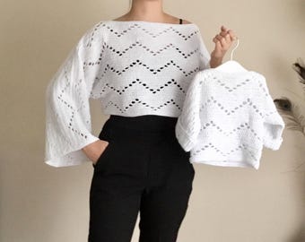 PDF Crochet PATTERN Tara Zig Zag Kimono Sleeve Top N 698 size from 6-12 months to Adult 3X Modern Sweater Basic Festival Crop