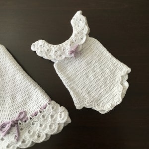 PDF Crochet PATTERN Camellia Baby Romper N 422 in four sizes 0-2 years
