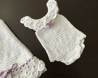 PDF Crochet PATTERN Camellia Baby Romper N 422 in four sizes 0-2 years