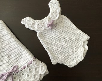 Crochet PATTERN Camellia Baby Romper Pattern N 422 Size 0-3 3-6 6-12 months 1-2 years