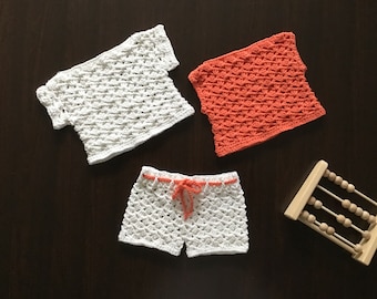 Crochet PATTERN Ariel Top & Shorts 2 Piece Summer Set Pattern N 656 in 8 size from 0-3 3-6 6-12 months to 2-3 4-6 7-8 9-10 11-12 years