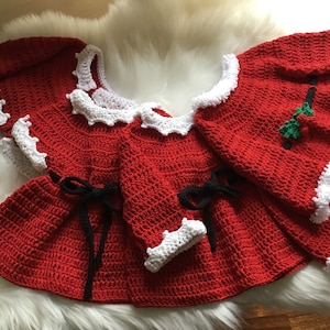 Crochet PATTERN Santa Baby Dress & Cardigan Set N 338 Size 0-3 months  3-6 months 6-12 months 1-2 years 3-4 years