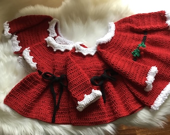 Crochet PATTERN Santa Baby Dress & Cardigan Set N 338 Size 0-3 months  3-6 months 6-12 months 1-2 years 3-4 years