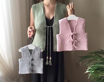 PDF Crochet PATTERN Dolphin Vest N 681 for 14 size Baby Boys Girls to Adult Modern Versatile Sweater