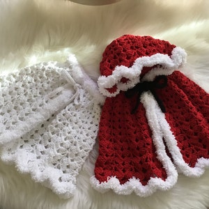 Crochet PATTERN Hooded Santa Cape N 335 Size Baby Toddler Child 0-3 months / 3-6 months / 6-12 months / 1-2 years / 3-4 years / 5-6 years