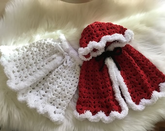Patrón PDF de crochet Capa de Papá Noel con capucha N 335 para seis tallas Bebé niño hasta 5-6 años