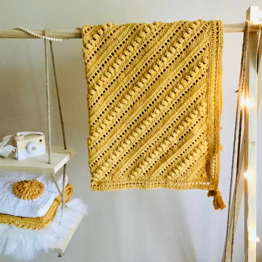 Crochet PATTERN Diagonal Popcorn Baby Blanket Pattern N 348 Etsy