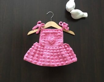 Crochet PATTERN Sweetheart Tie Strap Dress Pattern N453 in 6 size 0-3 3-6 6-12 months 1-2 3-4 5-6 years Baby Toddler Girls Summer Love Dress