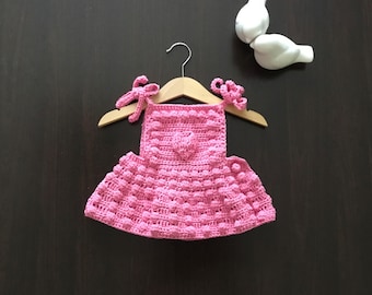 PDF Crochet PATTERN Sweetheart Tie Strap Dress N 654 Size 0-3 months to 5-6 years