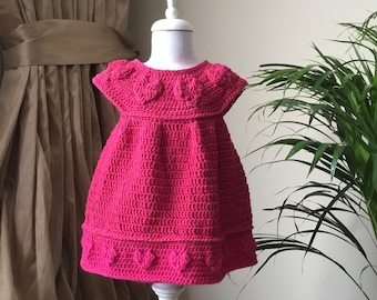 Crochet PATTERN Sweetheart Dress Pattern N 449 for 8 size 0-6 6-12 months 1-2 3-4 5-6 7-8 9-10 11-12 years Baby Toddler Girls Love Dress