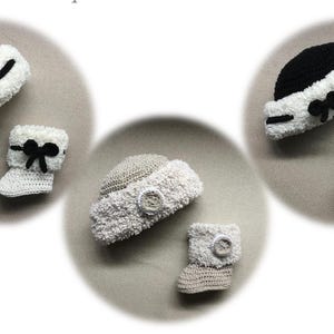 Crochet PATTERN Winter Baby Bootie and Hat Set Pattern N 292 0-6 months 6-12 months