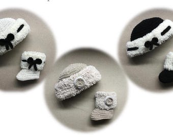 PDF Crochet PATTERN Winter Baby Bootie and Hat Set N 292