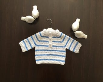 PDF Crochet PATTERN Autumn Basics Front Button Girls & Boys Sweater N 694 size Baby to 11-12 years Modern Jumper Pullover