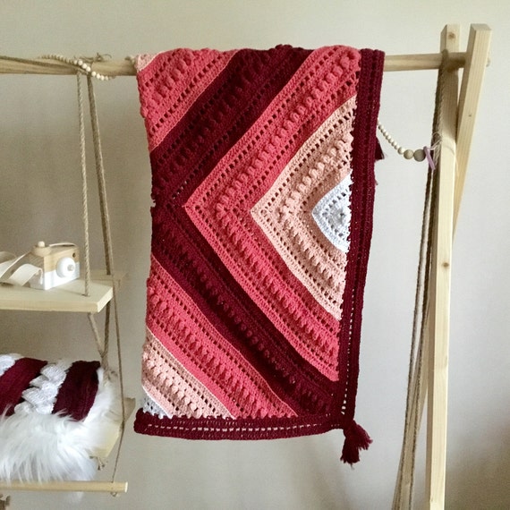 Crochet PATTERN Diamond Popcorn Baby Blanket Pattern N 349 Etsy