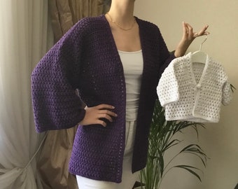 PDF Crochet PATTERN Vita Lacy Kimono Cardigan N 684 Baby to Adult 4XL Women Oversize Easy Modern Boho Top Jacket