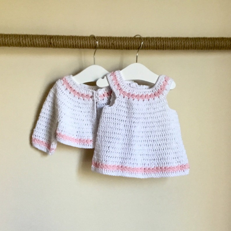 Crochet PATTERN Baby Girl Dress & Cardigan Set N 400 Size 03 Etsy