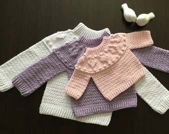 Crochet PATTERN Sweetheart Sweater Pattern N 451 for 8 sizes Baby Toddler Kids Children from 0-6 months to 11-12 years Hearts Love Sweater