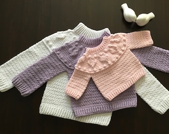 PDF Crochet PATTERN Sweetheart Sweater N 451 for 8 sizes Baby to 11-12 years Hearts Love Sweater