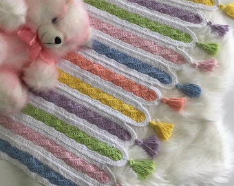 PDF Crochet PATTERN Cable Stripes Baby Blanket N 340