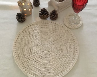 Crochet PATTERN Placemat & Coaster Set N 146