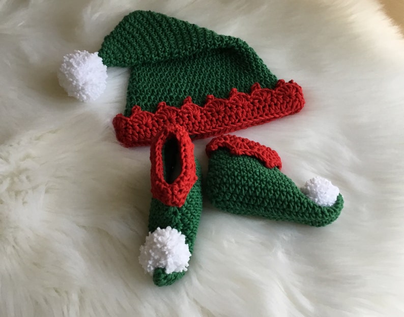 Crochet PATTERN Elf Bootie & Hat Set N 336 Size 0 6 months / 6 12 months / 1 2 years / 3 4 years / 5 6 years / 7 8 years image 3