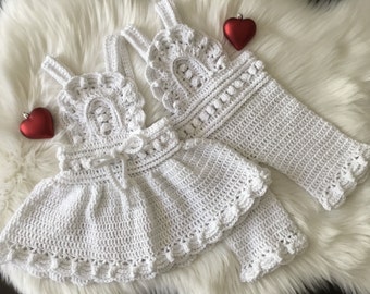 PDF Crochet PATTERN Magnolia Skirt Pants & Overalls N 430 Size 0-3 months to 1-2 years