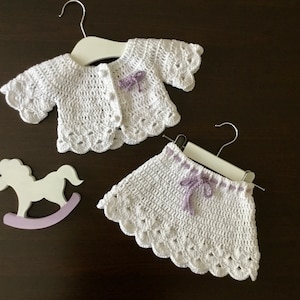 PDF Crochet PATTERN Camellia Top & Skirt Set N 424 Size 0-3 months to 3-4 years