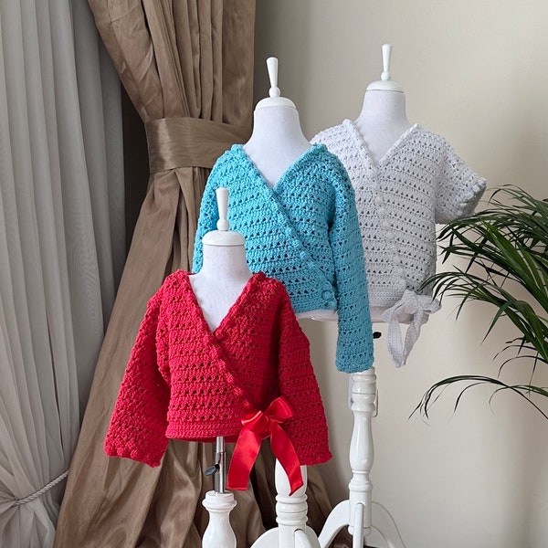 Crochet PATTERN Mia Wrap Around Cardigan Pattern N 668 size from 0-3 months to 11-12 years. Baby Toddler Kids Girls Cardigan