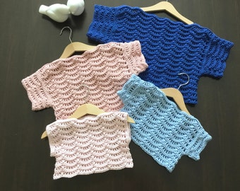 Crochet PATTERN Pretty Waves Summer Sweater Pattern N 612 Size Baby to Adult 6-18 months 2-5 6-9 10-14 years Teens AdultS AdultM AdultL