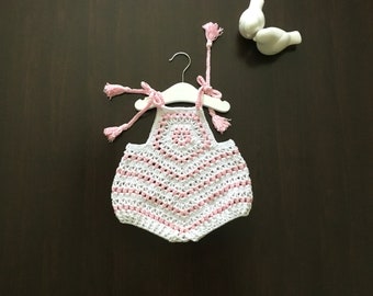 PDF Crochet PATTERN Spring Garden Romper N 687 for five sizes 0-4 years