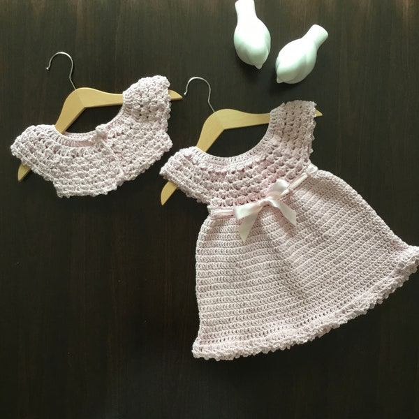 Crochet PATTERN Pearl Baby Girl Dress & Bolero Cardigan Set Pattern N 604 Size 0-3 months 3-6 months 6-12 months 1-2 years 3-4 years