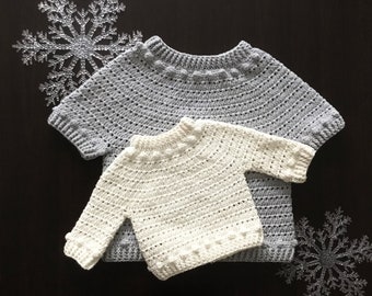 PDF Crochet  PATTERN Mia Sweater N 661 in 12 sizes for Baby Boys and Girls to Adult Modern Pullover Jumper Top Tunic