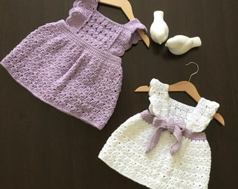 PDF Crochet PATTERN Mira Pinafore Baby Girl Summer Dress N 603 Size 0-3 months to 9-10 years