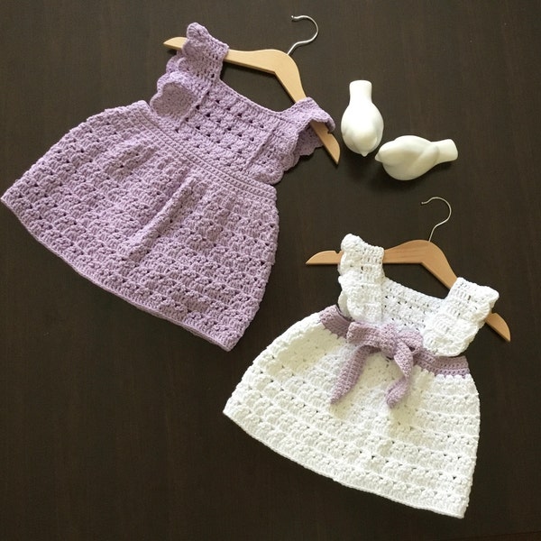 Crochet PATTERN Mira Pinafore Baby Girl Summer Dress Pattern N 603 Size Baby Toddler Girls 0-3 3-6 6-12 months 1-2 3-4 5-6 7-8 9-10 years