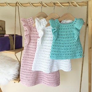 Crochet PATTERN Mia Baby Girl Frill Dress Pattern N 475 Size Baby Toddler 0-3 months 3-6 months 6-12 months 1-2 years 3-4 years 5-6 years